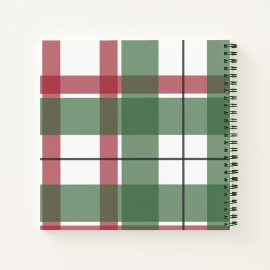 クラシッククリスマスの格子模様ファミリーレシピ ノートブック (裏面)