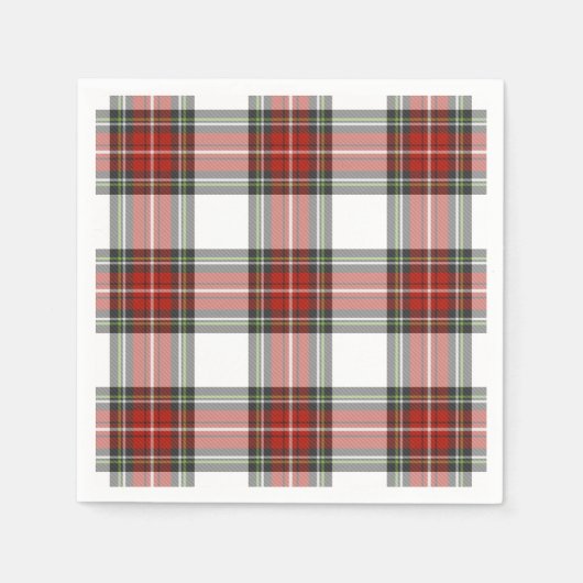 クラシッククリスマスの格子模様 スタンダードカクテルナプキン (正面)
