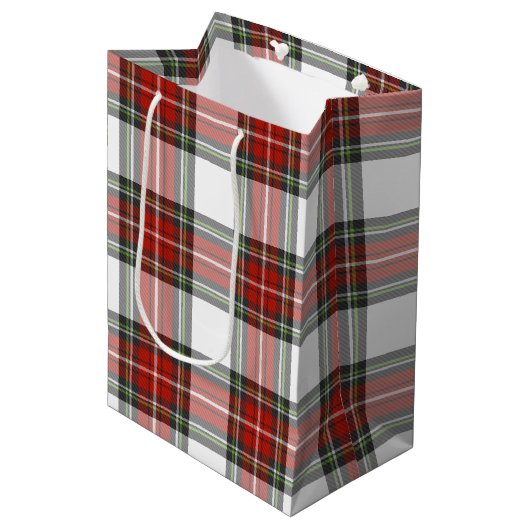 クラシッククリスマスの格子模様 ミディアムペーパーバッグ (正面アングル)