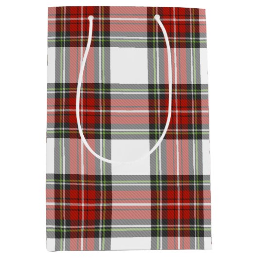 クラシッククリスマスの格子模様 ミディアムペーパーバッグ (正面)