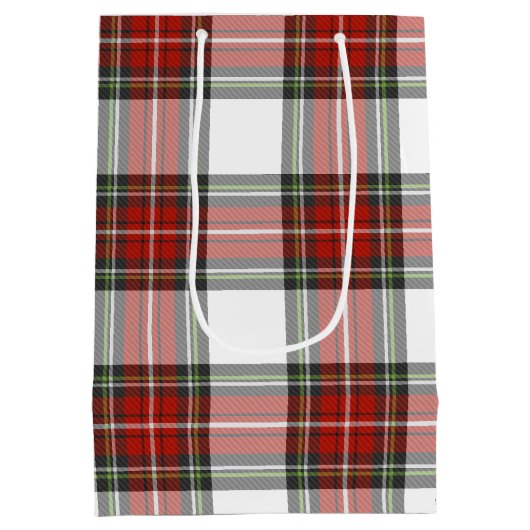 クラシッククリスマスの格子模様 ミディアムペーパーバッグ (裏面)