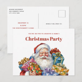 クラシッククリスマスの楽しいサンタクロース インビテーションポストカード