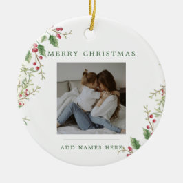 クラシッククリスマスの花2枚の写真 セラミックオーナメント