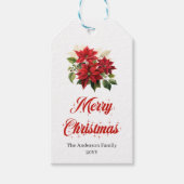 クラシッククリスマスの花 植物画のホリデータグ ギフトタグ (正面)