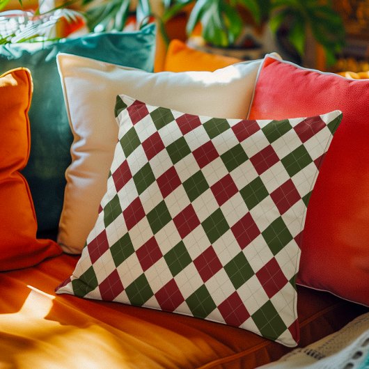 クラシッククリスマスアーガイルパターン クッション