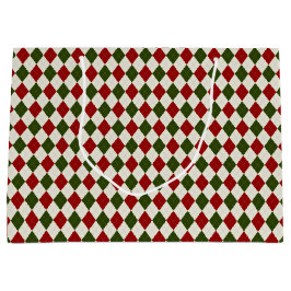 クラシッククリスマスアーガイルパターン ラージペーパーバッグ