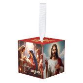 クラシッククリスマスイエズメリーエンジェル キューブオーナメント (正面アングル)