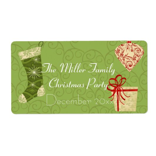 クラシッククリスマスウォーターボトルラベル ラベル (正面)