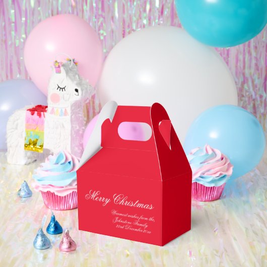 クラシッククリスマスエレガントスクリプトファミリー名（赤） フェイバーボックス (パーティー)