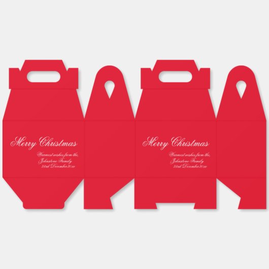 クラシッククリスマスエレガントスクリプトファミリー名（赤） フェイバーボックス (見開き)