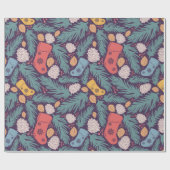 クラシッククリスマスオーナメントパターン ラッピングペーパー (フラット)