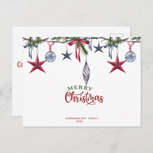 クラシッククリスマスカーカスタムド シーズンポストカード (正面/裏面)