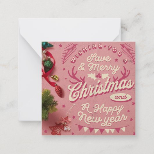 クラシッククリスマスカード、メリークリスマスをお願い ノートカード (正面)