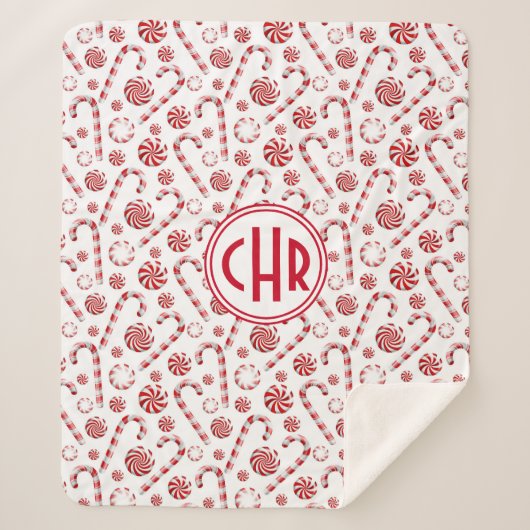 クラシッククリスマスキャンディーケーンカー シェルパブランケット (正面)