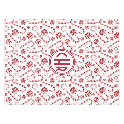 クラシッククリスマスキャンディーケーンカー テーブルクロス (正面(横))