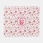 クラシッククリスマスキャンディーケーンカー フリースブランケット (正面(横))