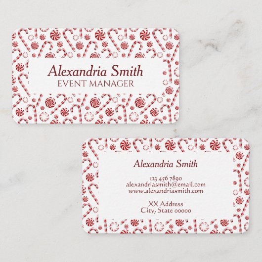 クラシッククリスマスキャンディーケーン 名刺 (正面/裏面)