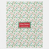 クラシッククリスマスキャンディ缶の水彩毛布 フリースブランケット (正面)