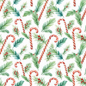 クラシッククリスマスキャンディ缶の水彩毛布 フリースブランケット