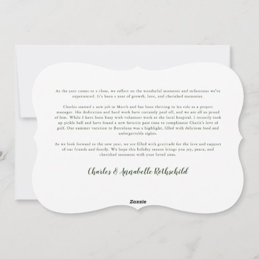 クラシッククリスマスグリーンリースホリデーカード シーズンカード (裏面)