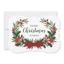 クラシッククリスマスグリーンリースホリデーカード