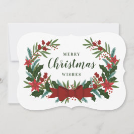 クラシッククリスマスグリーンリースホリデーカード シーズンカード