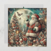 クラシッククリスマスサンタグリーティングカード (正面/裏面)