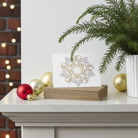 クラシッククリスマススター金ゴールド銀書道アート