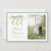 クラシッククリスマスストッキングガーランドヴィンテージ写真 シーズンカード (正面)