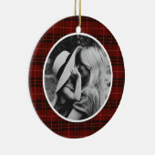 クラシッククリスマスタータンチェックレッドプレイド写真 セラミックオーナメント (右)