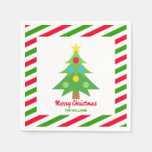 クラシッククリスマスツリーレッド&グリーンパーティー紙 スタンダードカクテルナプキン (正面)