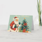 クラシッククリスマスツリー付きサンタクロース カード (正面)
