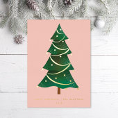 クラシッククリスマスツリー赤面ピンク 箔シーズンカード