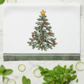 クラシッククリスマスツリー |ゴージャスはっきりしたケリーグリーン キッチンタオル (折り畳み)
