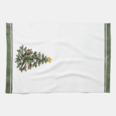 クラシッククリスマスツリー |ゴージャスはっきりしたケリーグリーン キッチンタオル (横)