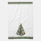 クラシッククリスマスツリー |ゴージャスはっきりしたケリーグリーン キッチンタオル (縦)