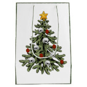 クラシッククリスマスツリー |ゴージャスはっきりしたケリーグリーン ミディアムペーパーバッグ (裏面)