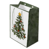 クラシッククリスマスツリー |ゴージャスはっきりしたケリーグリーン ミディアムペーパーバッグ (裏面アングル)