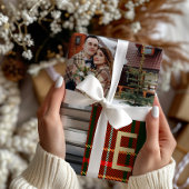 クラシッククリスマスノールプレイドフォトコラージュホリデー ラッピングペーパー