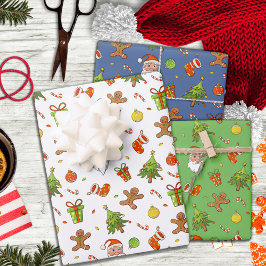クラシッククリスマスパターン ラッピングペーパーシート