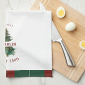 クラシッククリスマスパーソナライズされたツリー名 キッチンタオル (四つ折り)