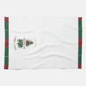 クラシッククリスマスパーソナライズされたツリー名 キッチンタオル (横)