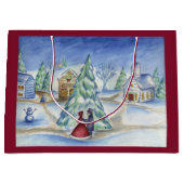 クラシッククリスマスビレッジ抱き枕 ラージペーパーバッグ (正面)