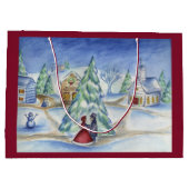 クラシッククリスマスビレッジ抱き枕 ラージペーパーバッグ (裏面)