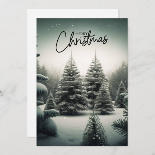 クラシッククリスマスフォレストのギフトカード 招待状 (正面/裏面)