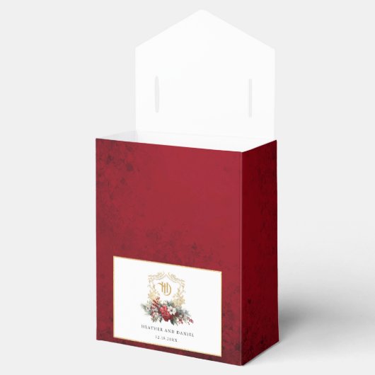 クラシッククリスマスフローラクレストモノグラム結婚ズ フェイバーボックス (オープン)