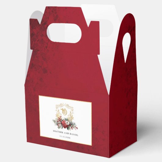 クラシッククリスマスフローラクレストモノグラム結婚ズ フェイバーボックス (オープン)