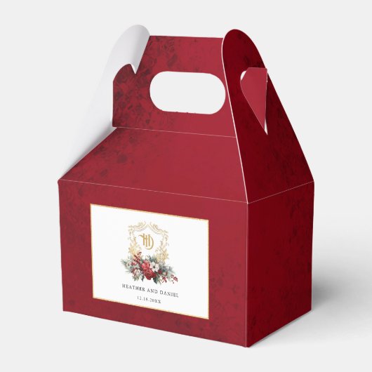 クラシッククリスマスフローラクレストモノグラム結婚ズ フェイバーボックス (正面サイド)