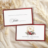 クラシッククリスマスフローラクレストモノグラム結婚ズ プレイスカード