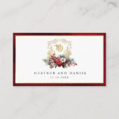 クラシッククリスマスフローラクレストモノグラム結婚ズ プレイスカード (裏面)